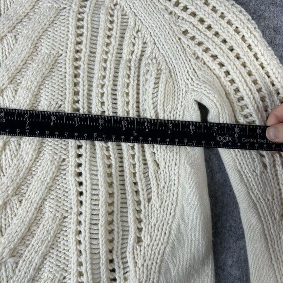 Vintage Woolrich Sweater Womens Small Lambswool Blend Cable Knit Cream Pullover - Picture 2 of 7